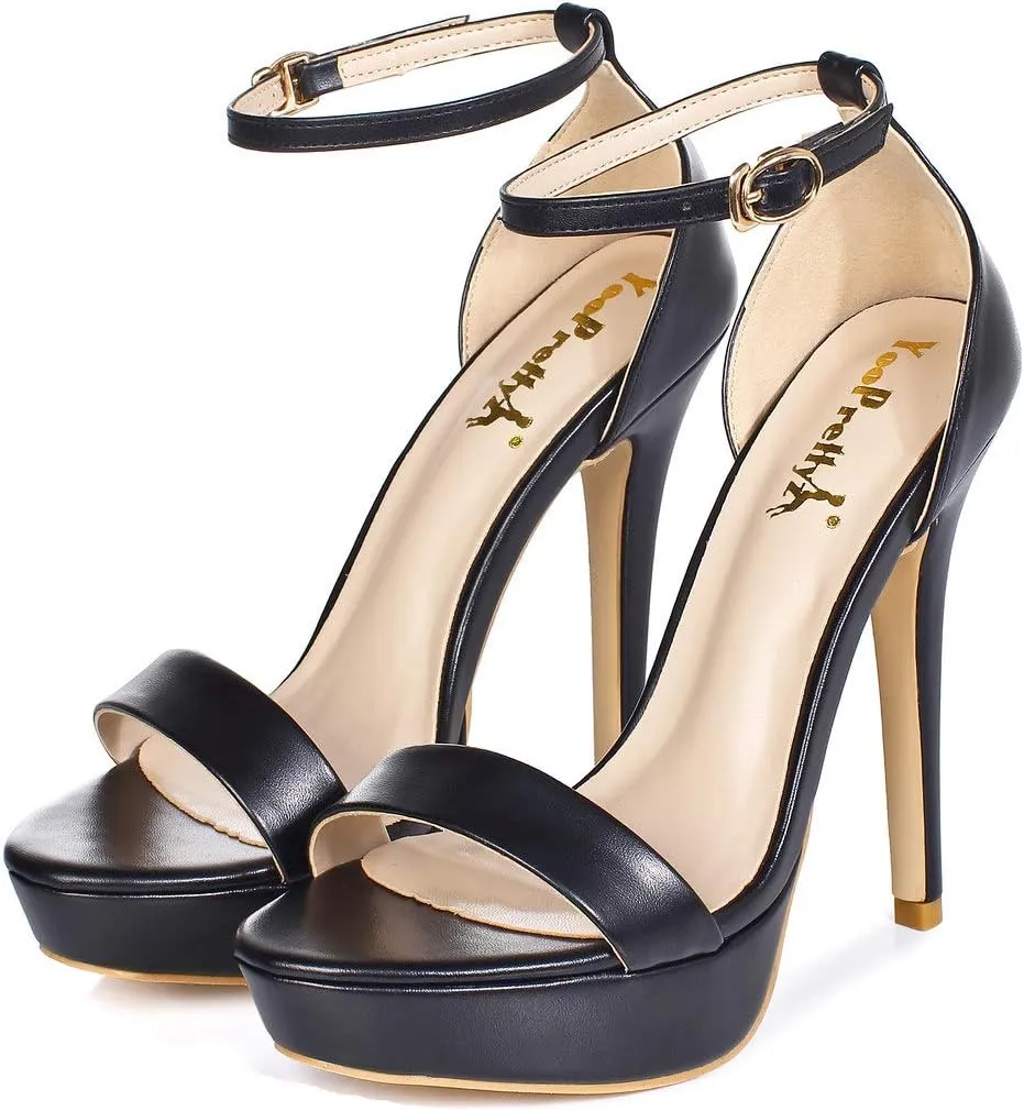 YooPrettyz Women Metallic Ankle Strap Platform High Heels Model Dress Sandals