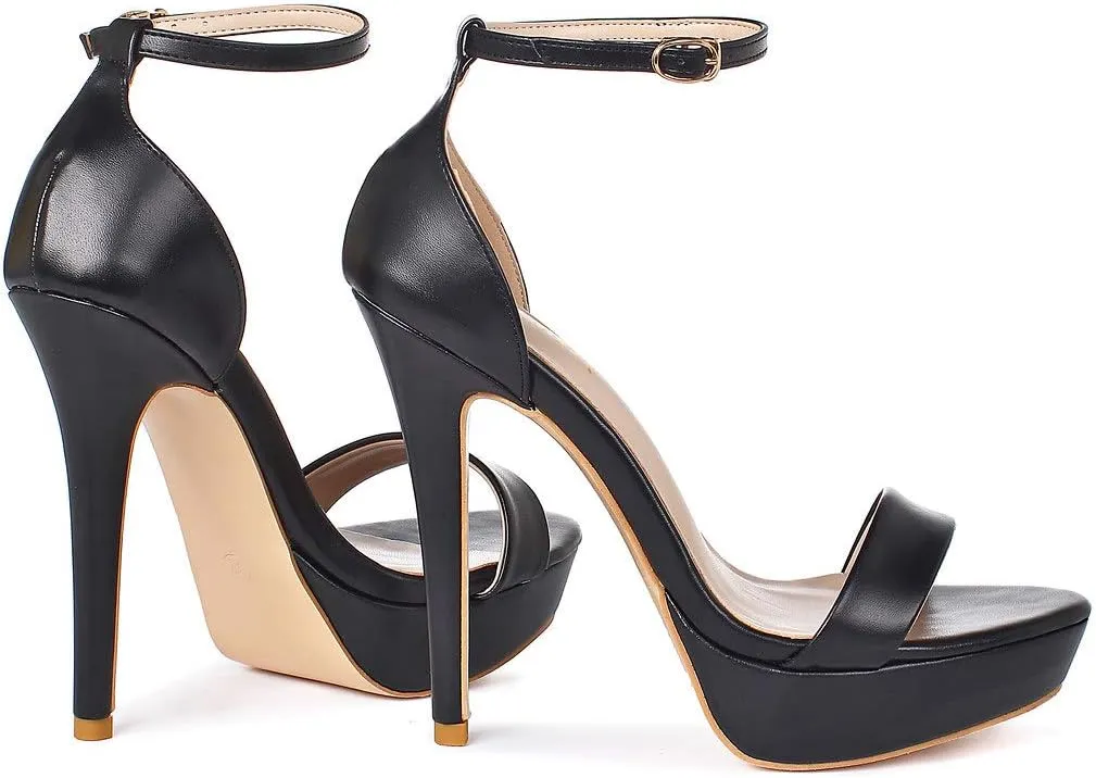 YooPrettyz Women Metallic Ankle Strap Platform High Heels Model Dress Sandals