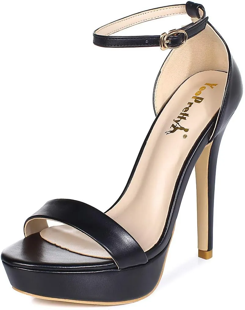 YooPrettyz Women Metallic Ankle Strap Platform High Heels Model Dress Sandals