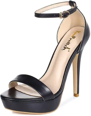 YooPrettyz Women Metallic Ankle Strap Platform High Heels Model Dress Sandals