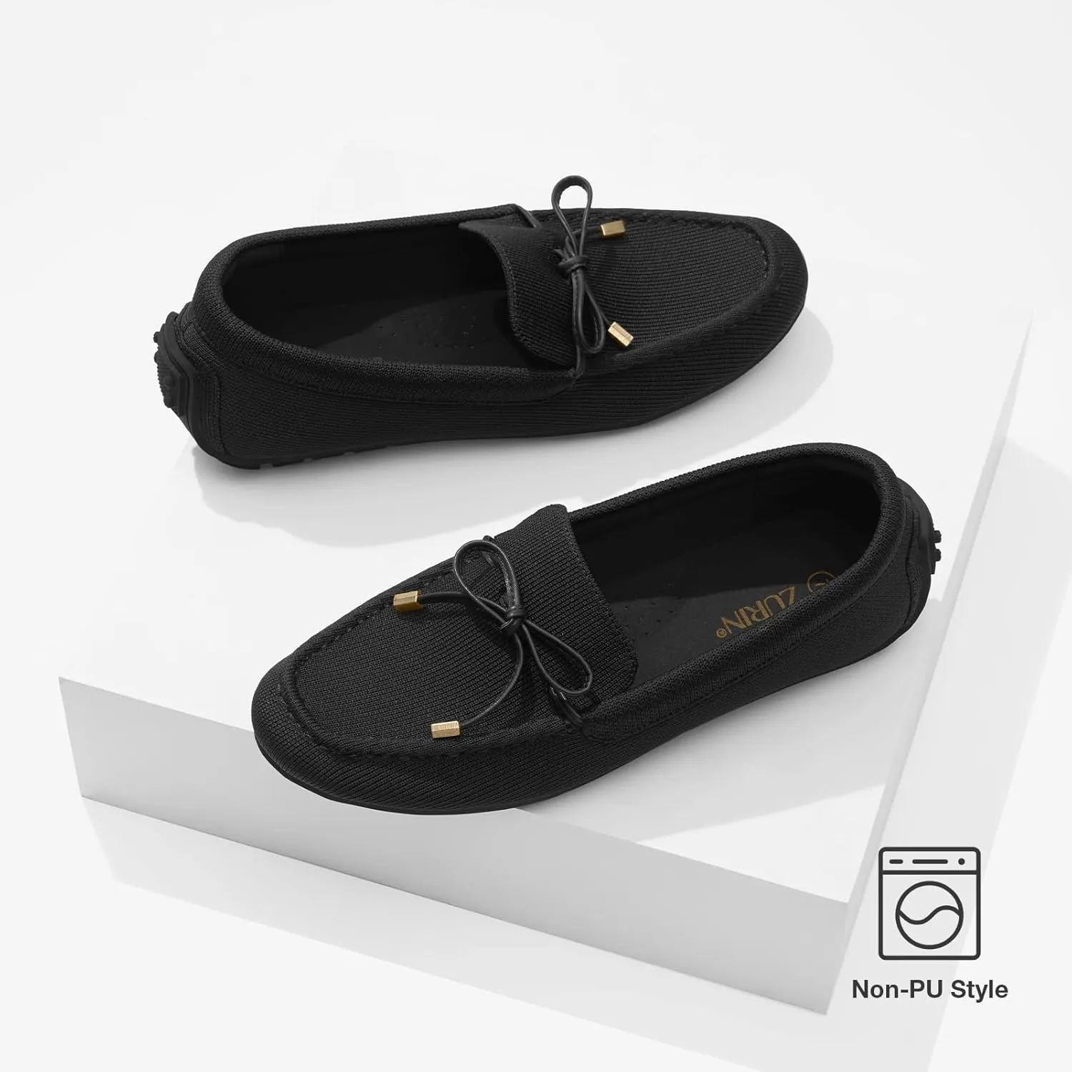 ZURIN Knitted Loafers for Women Casual Flat Shoes Slip On Loafers Comfortable Breathable Boat Shoes for Work Driving Walking