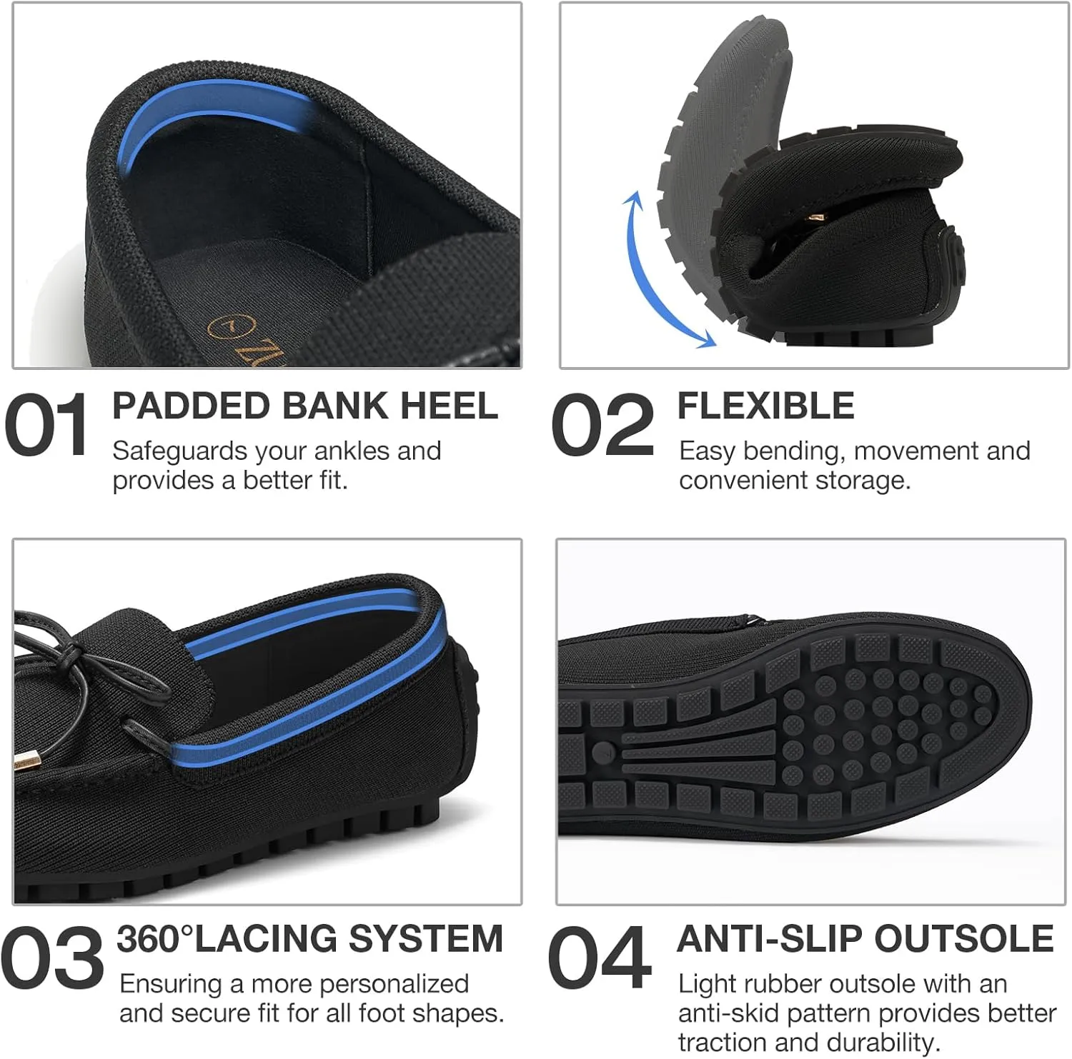ZURIN Knitted Loafers for Women Casual Flat Shoes Slip On Loafers Comfortable Breathable Boat Shoes for Work Driving Walking